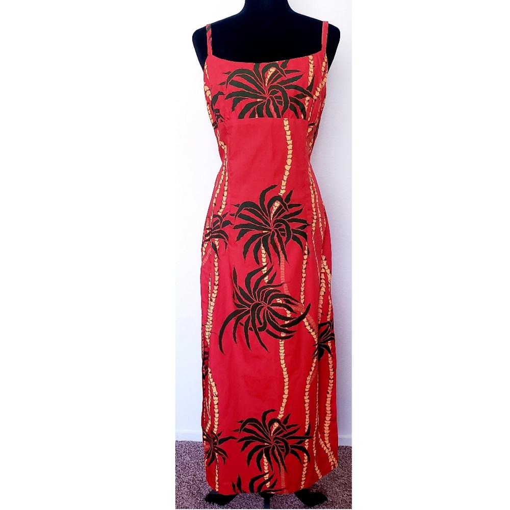 ORANGE PALM LEAF DRESS - Picture 2 of 4